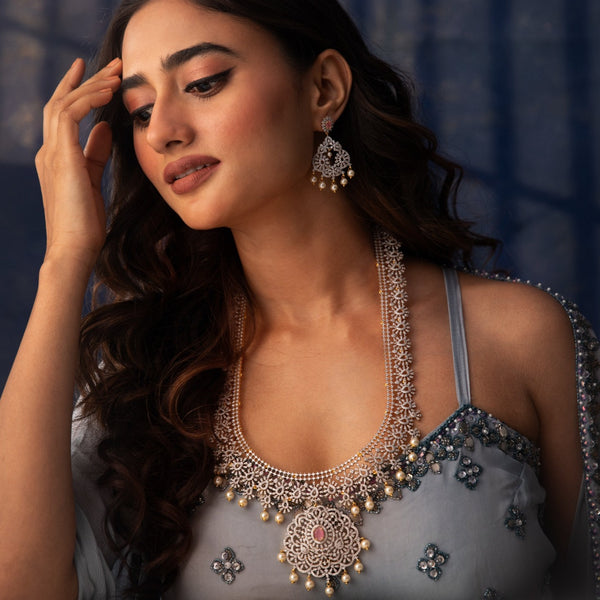 Shop Tarinika's Hrida Nakshatra CZ Long Necklace Set Online