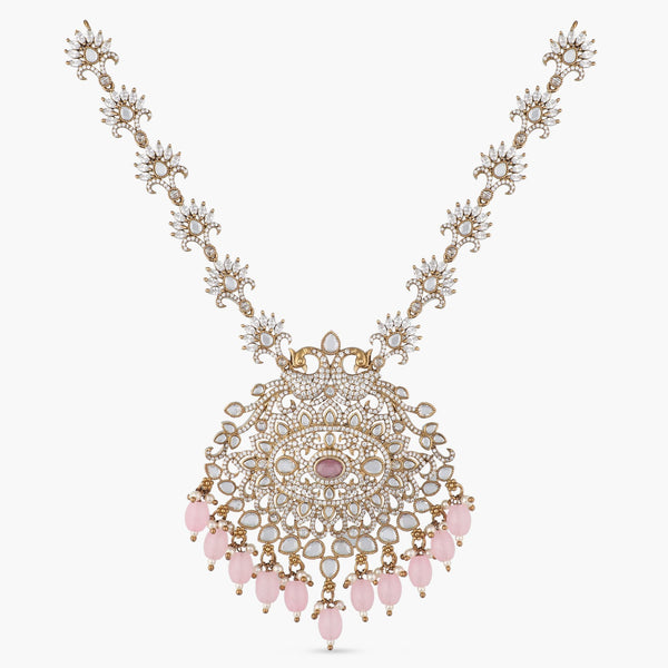 Josia Nakshatra CZ Side Pendant Necklace Pink