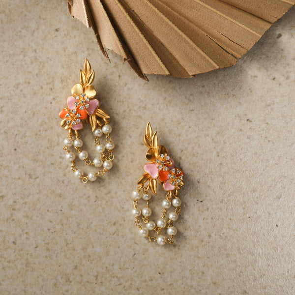 Jalaja Floral Pearl Drop Earrings