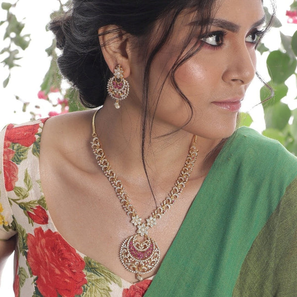 Shop Tarinika's Hrida Nakshatra CZ Long Necklace Set Online