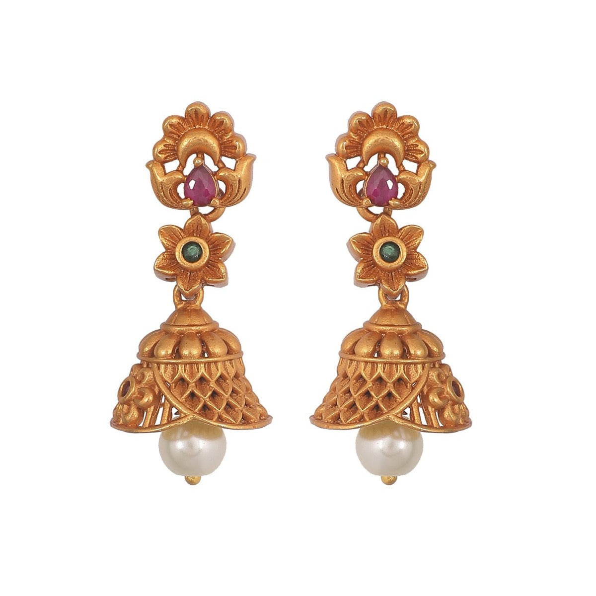 Antique Gold Plated Sana Jhumka Earrings