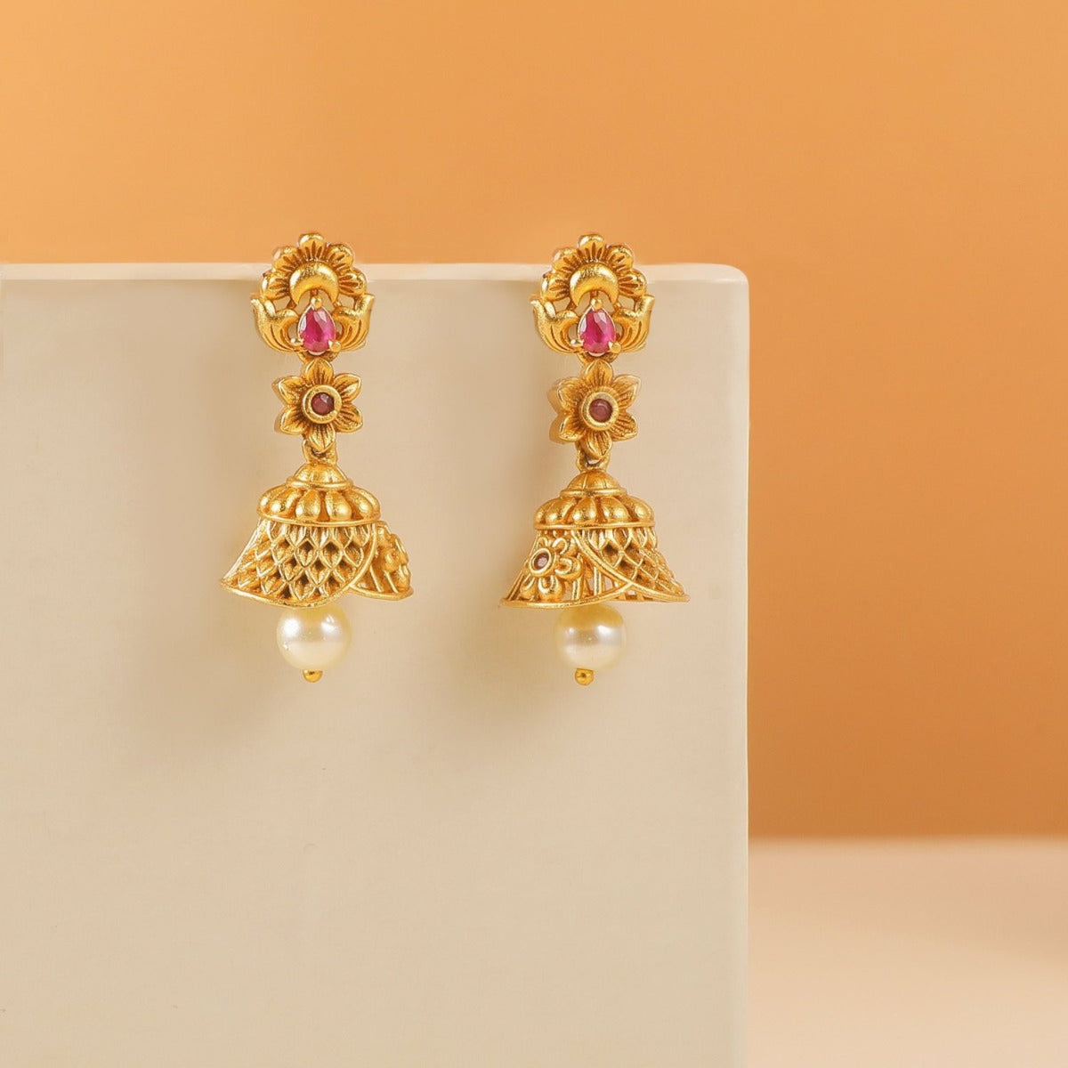 Antique Gold Plated Sana Jhumka Earrings