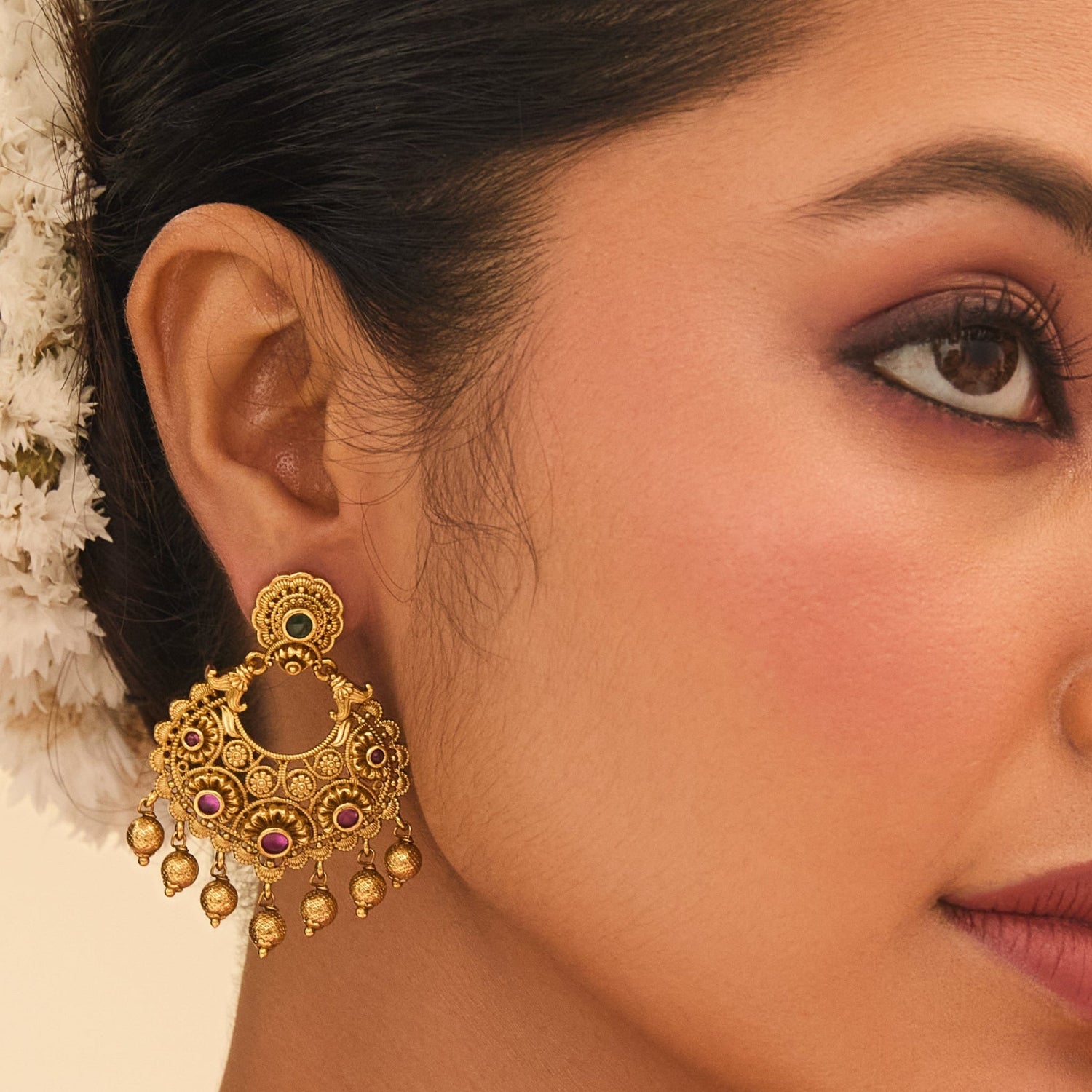 Bhavya Antique Chandbali Earrings