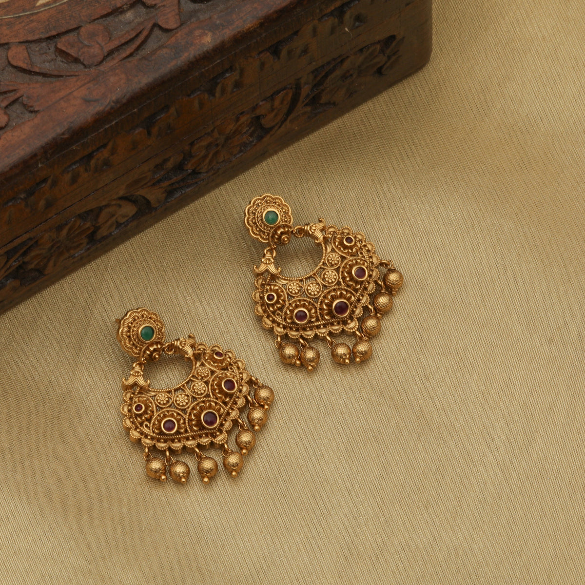 Bhavya Antique Chandbali Earrings