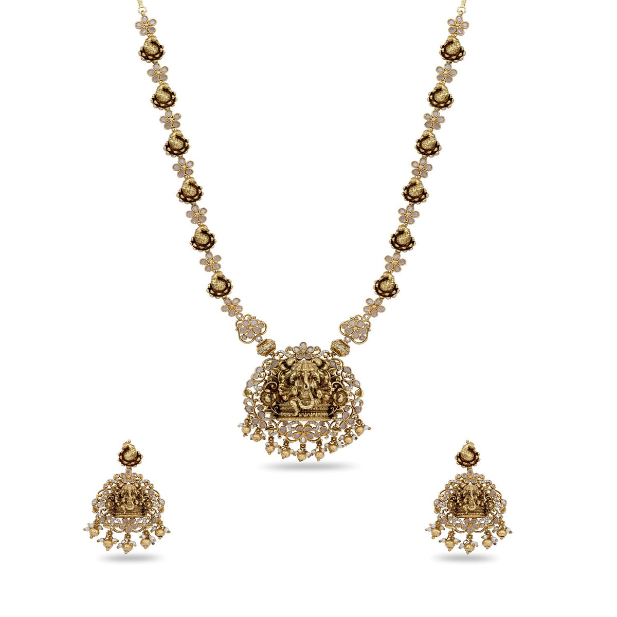 Ganapati Antique Temple Long Necklace Set