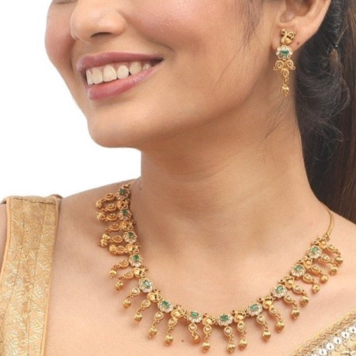 Antique Gold Plated Umika Necklace Earrings Set