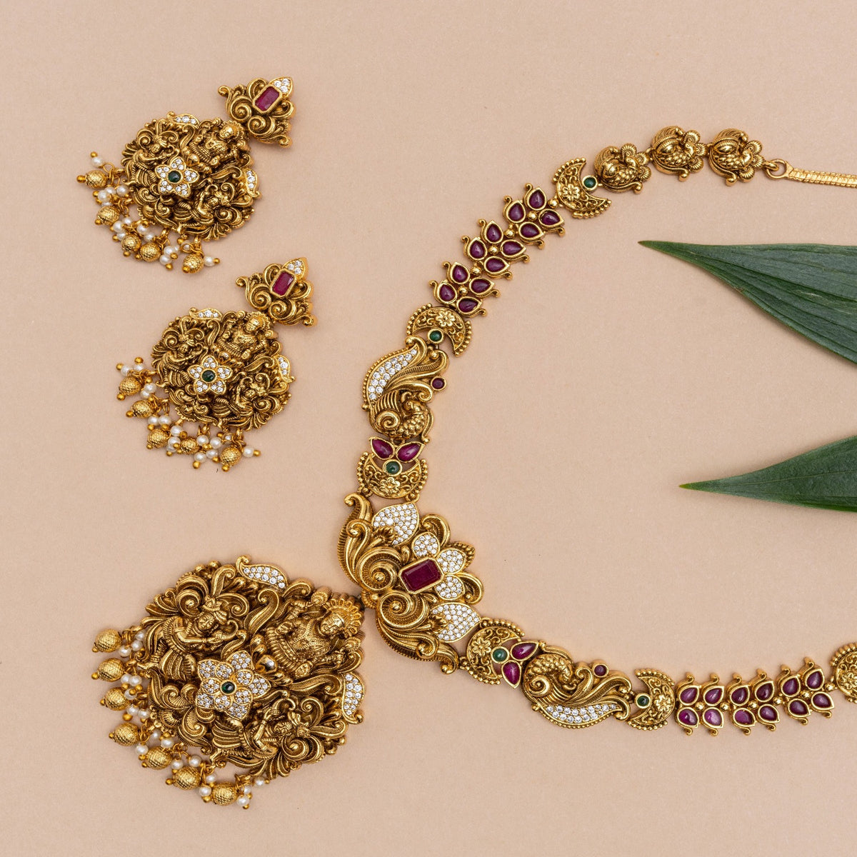 Akshara Antique Temple Necklace Set