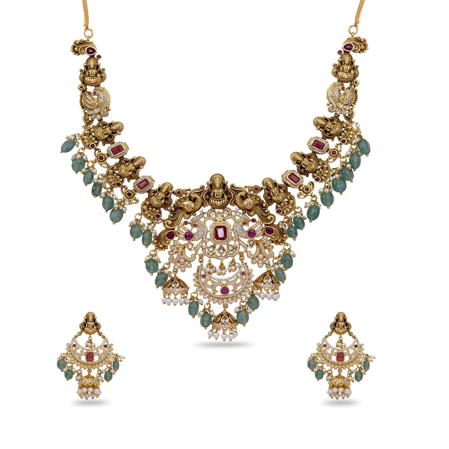 Astha Lakshmi Antique Temple Necklace Set