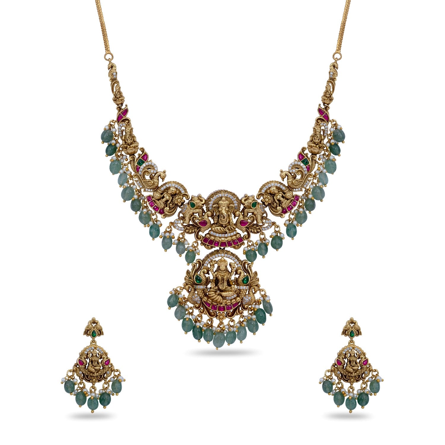 Gana Lakshmi Antique Temple Necklace Set