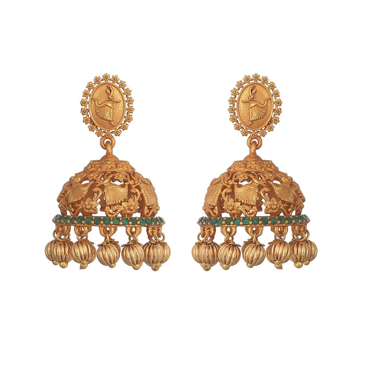 Antique Gold Plated Lasya Jhumka Earrings