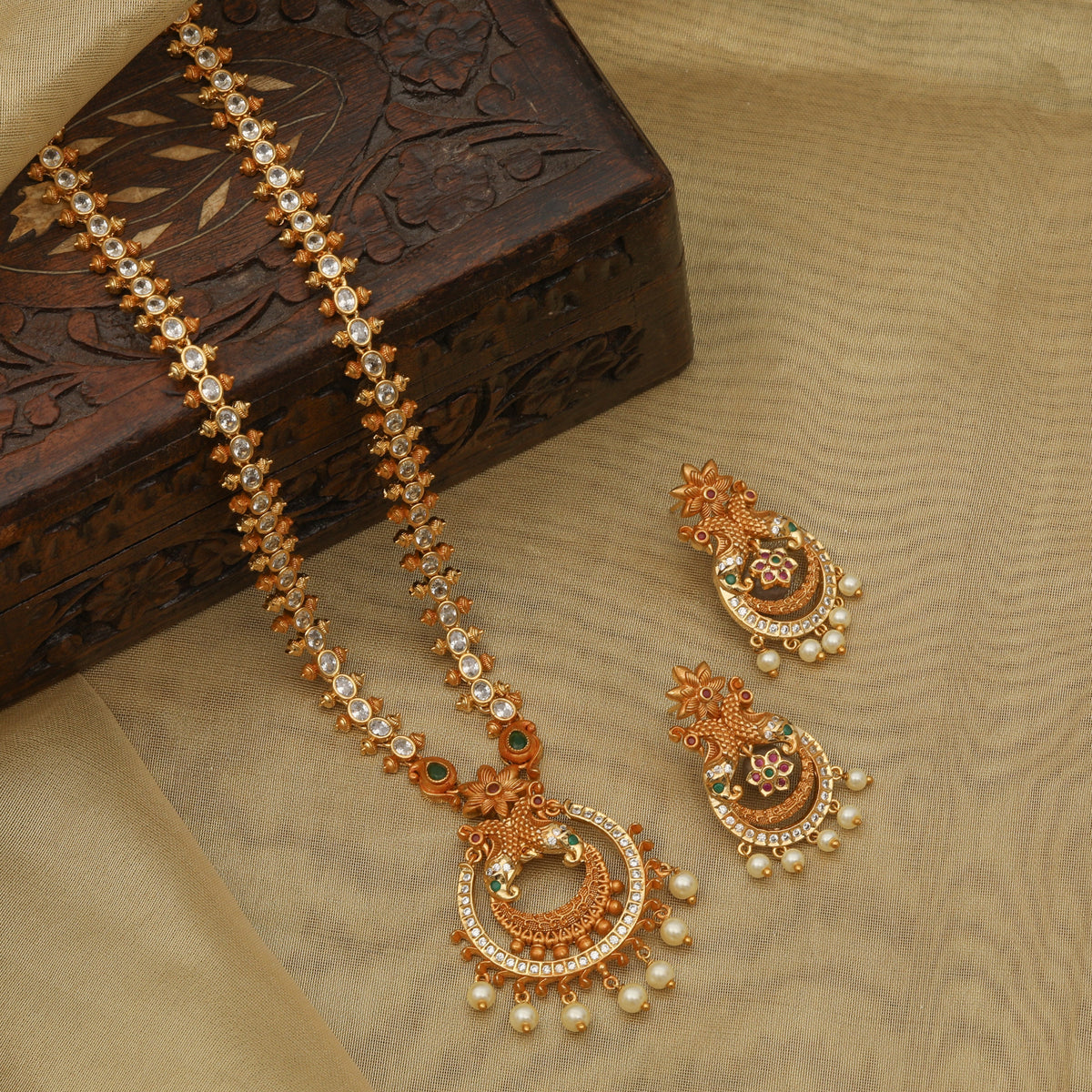 Hrida Nakshatra CZ Long Necklace Set