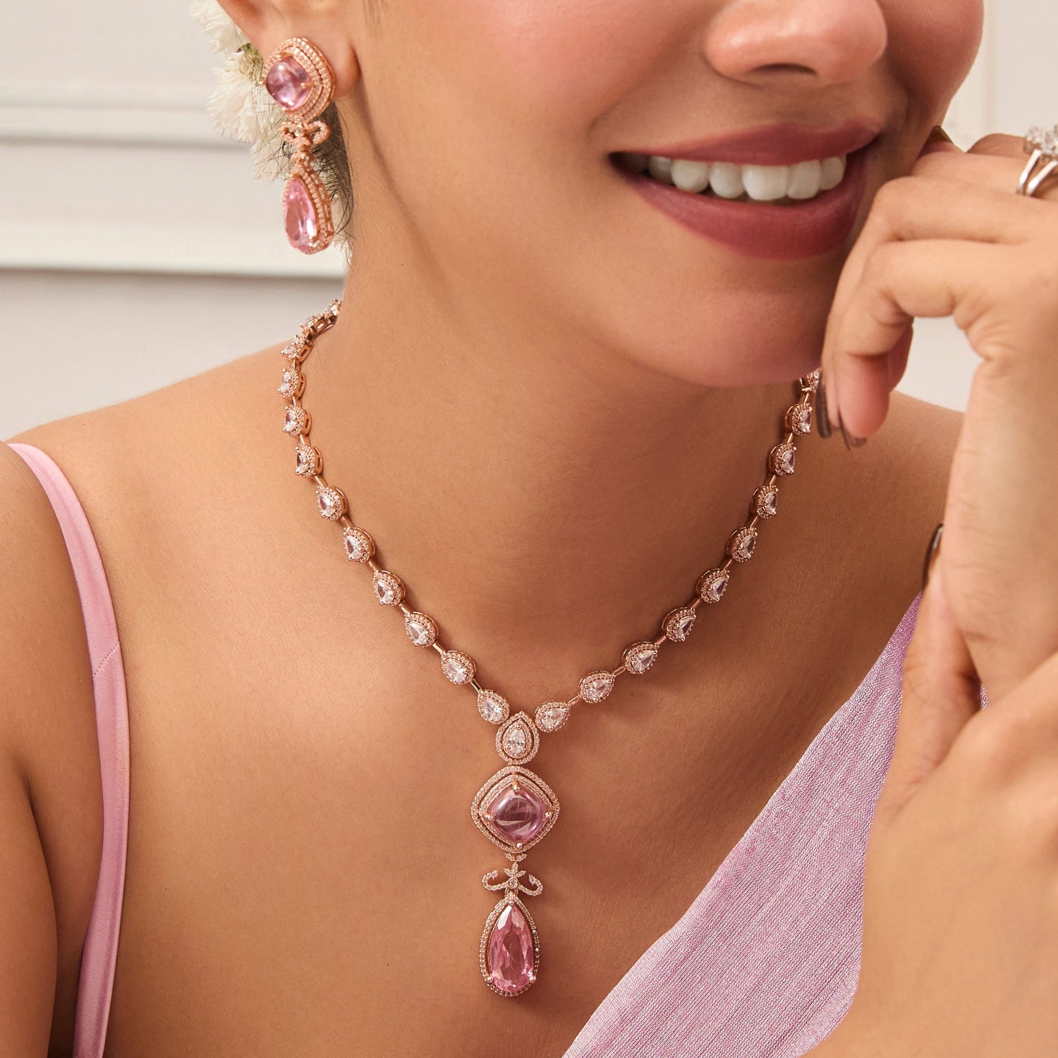 Blush Nakshatra CZ Necklace Set