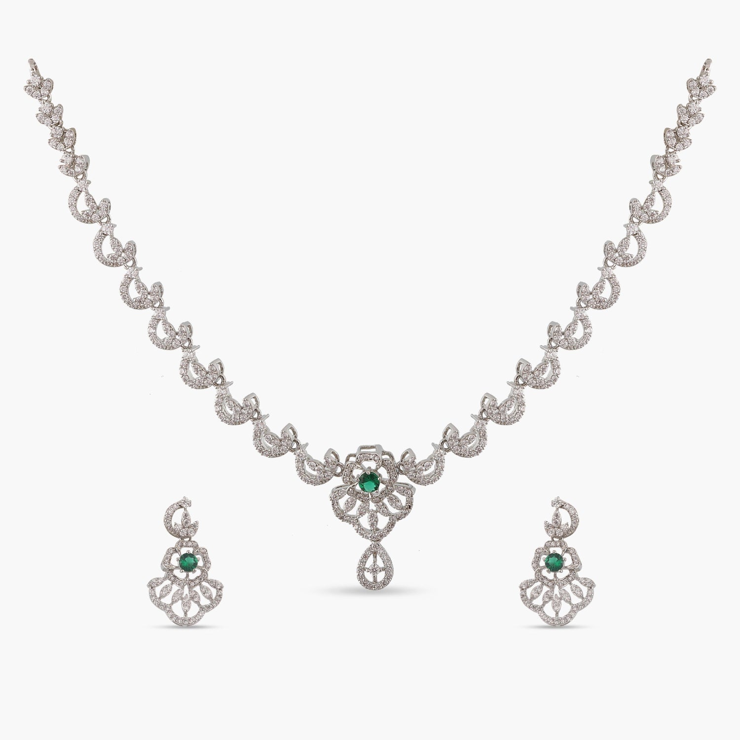 Emerald Nakshatra CZ Necklace Set