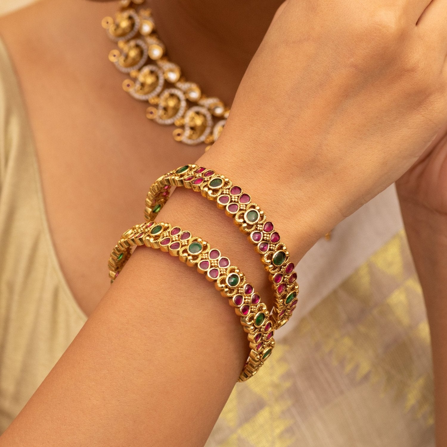 Sudha Antique Multi Stone Bangles