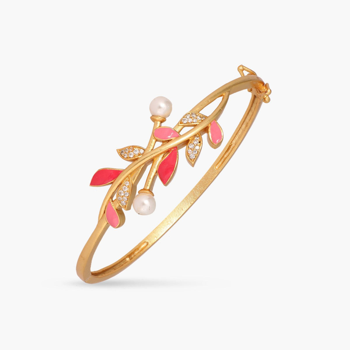 Eriha Pearl Nakshtra CZ Pink Leaf Bracelet