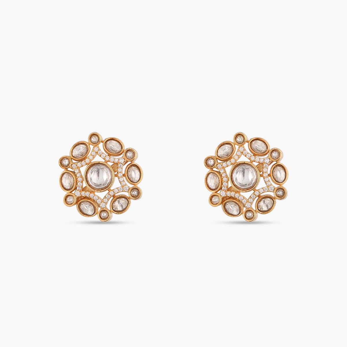 Classic Round Kundan Stud Earrings