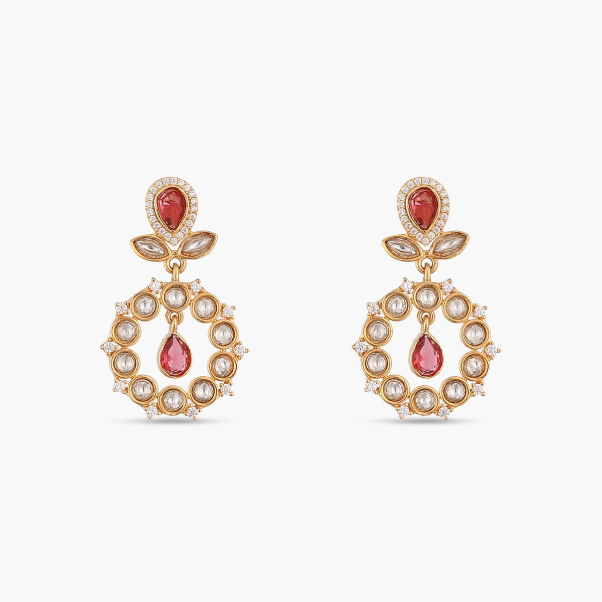 Scarlet Glow Kundan Earrings