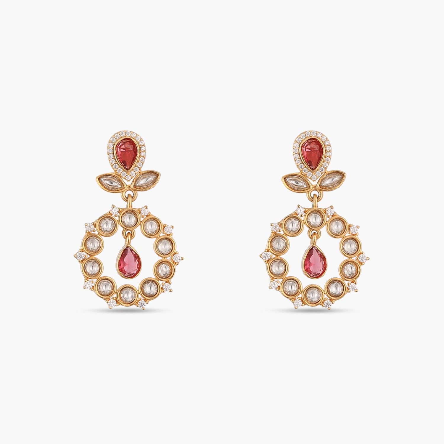 Scarlet Glow Kundan Earrings