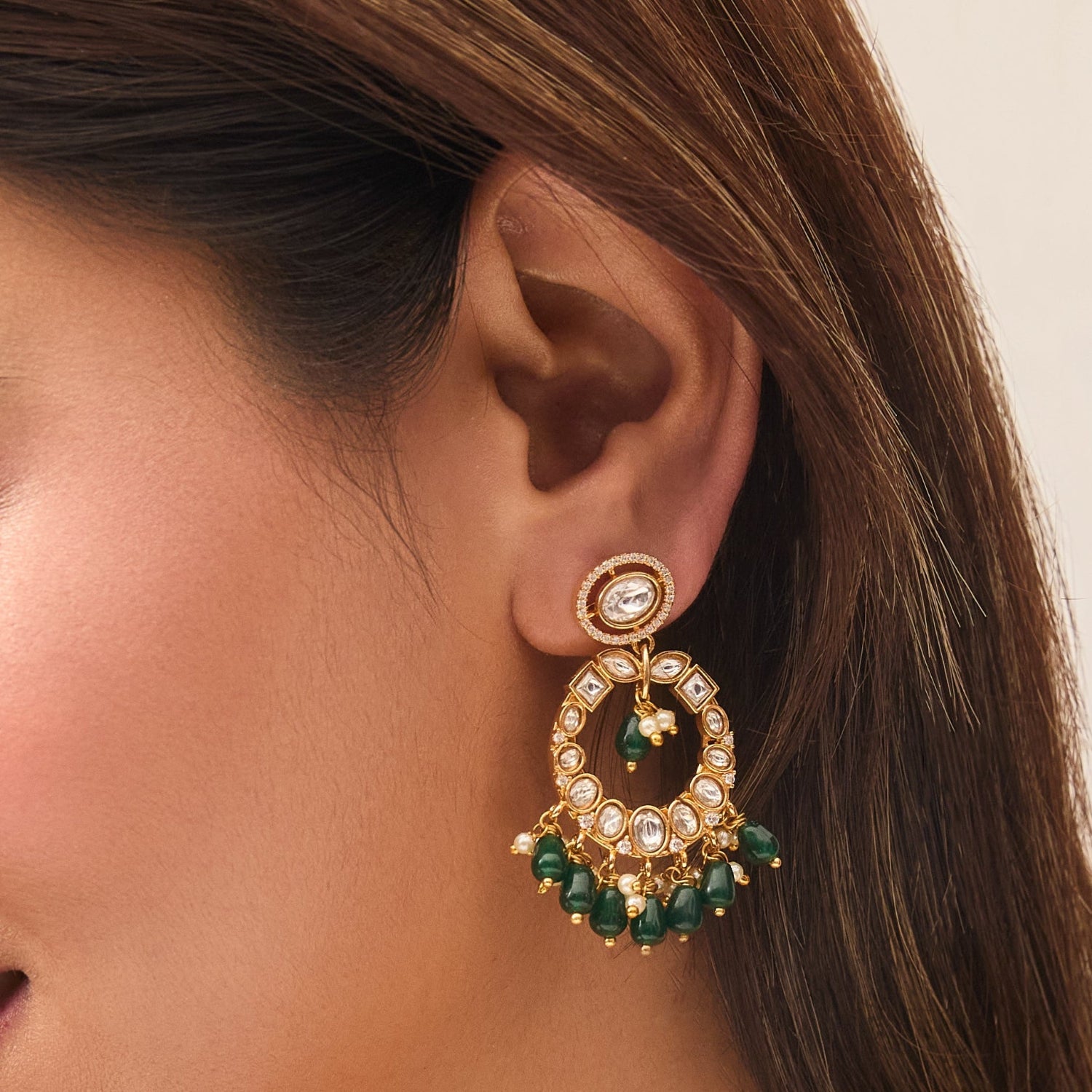 Avira Kundan Chandbali Earrings