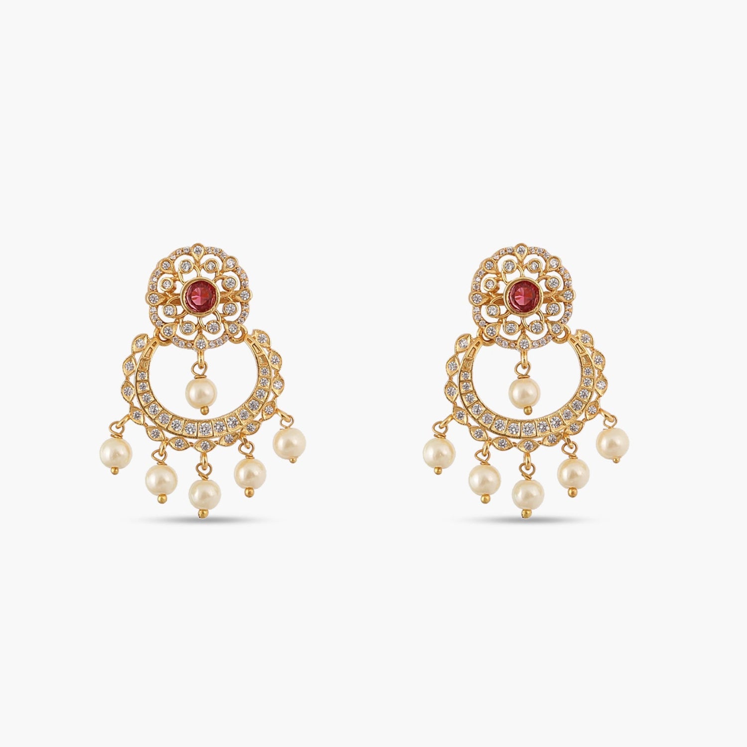 Vaishnavi Nakshatra CZ Chandbali Earrings