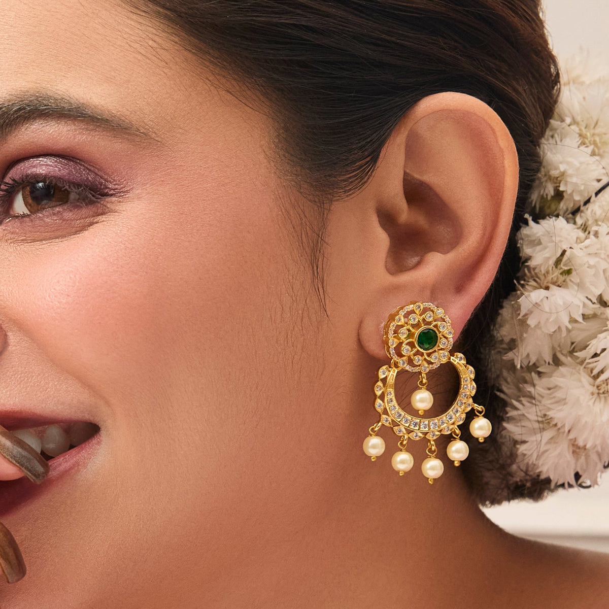 Sampriti Nakshatra CZ Chandbali Earrings