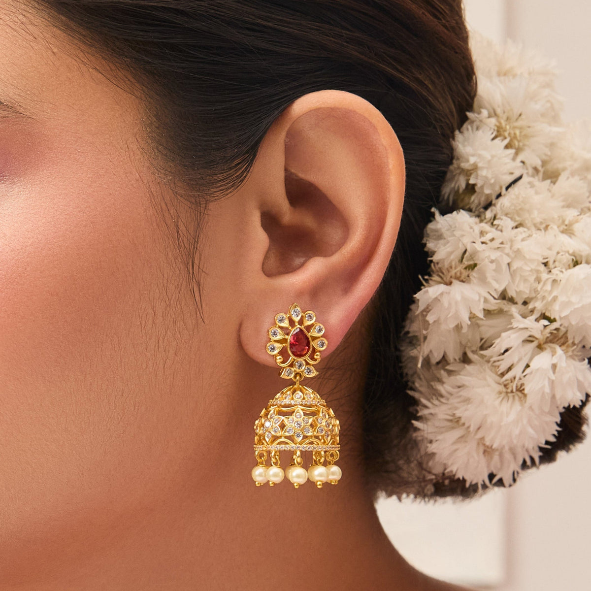 Mayura Nakshatra CZ Jhumka Earrings