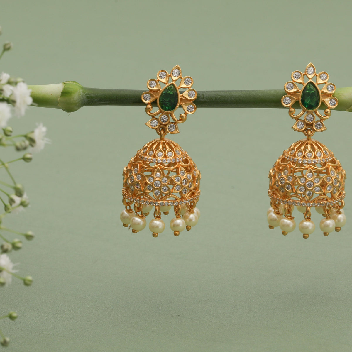 Harini Nakshatra CZ Jhumka Earrings