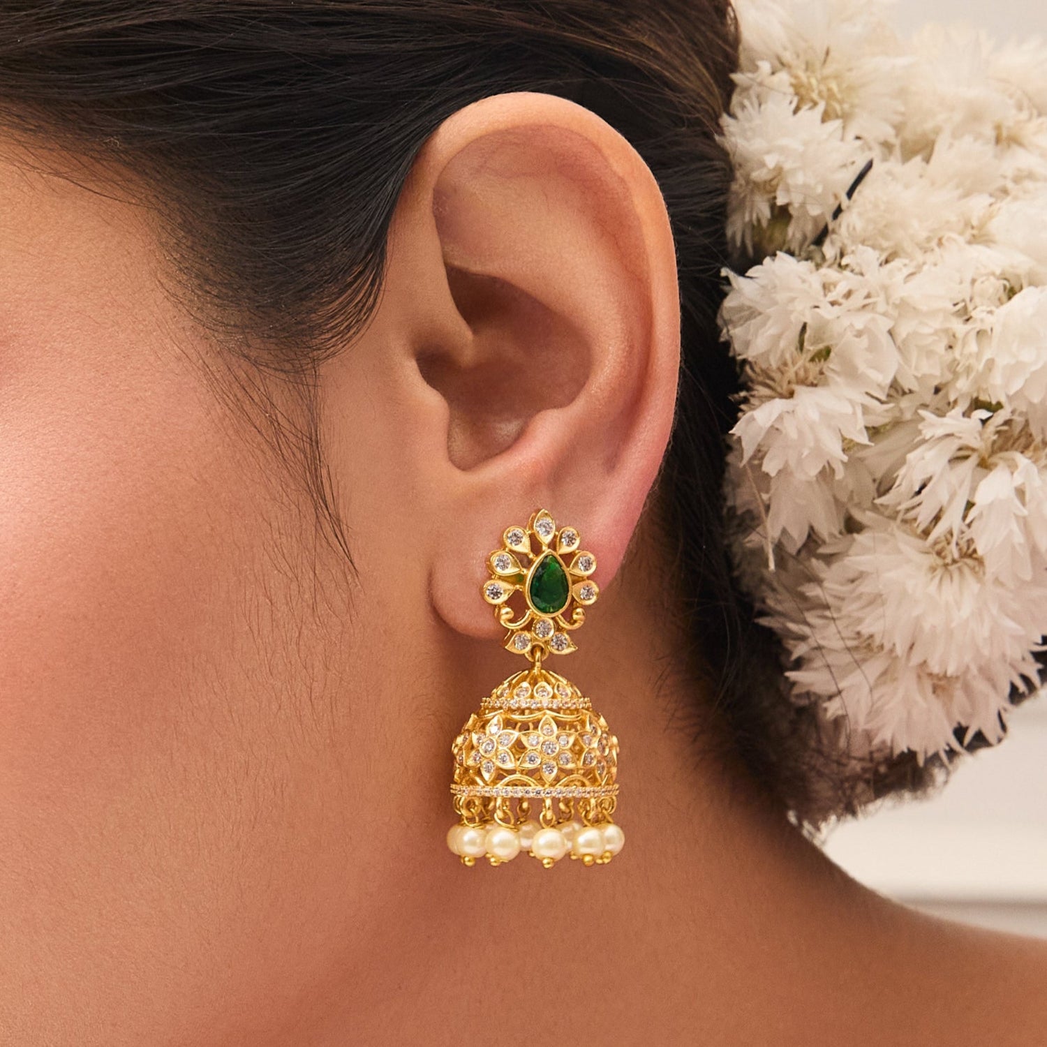 Harini Nakshatra CZ Jhumka Earrings