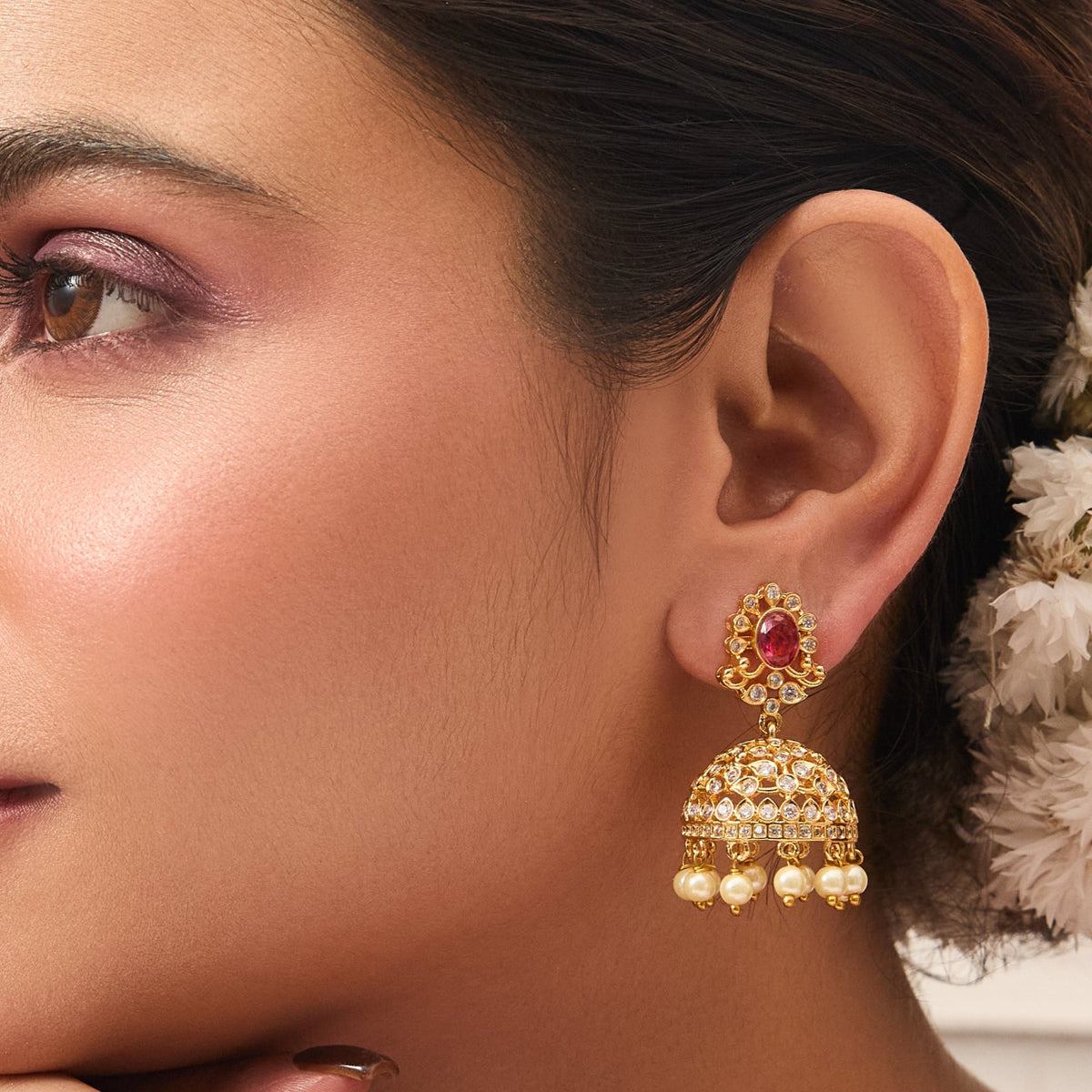 Kashvi Nakshatra CZ Jhumka Earrings