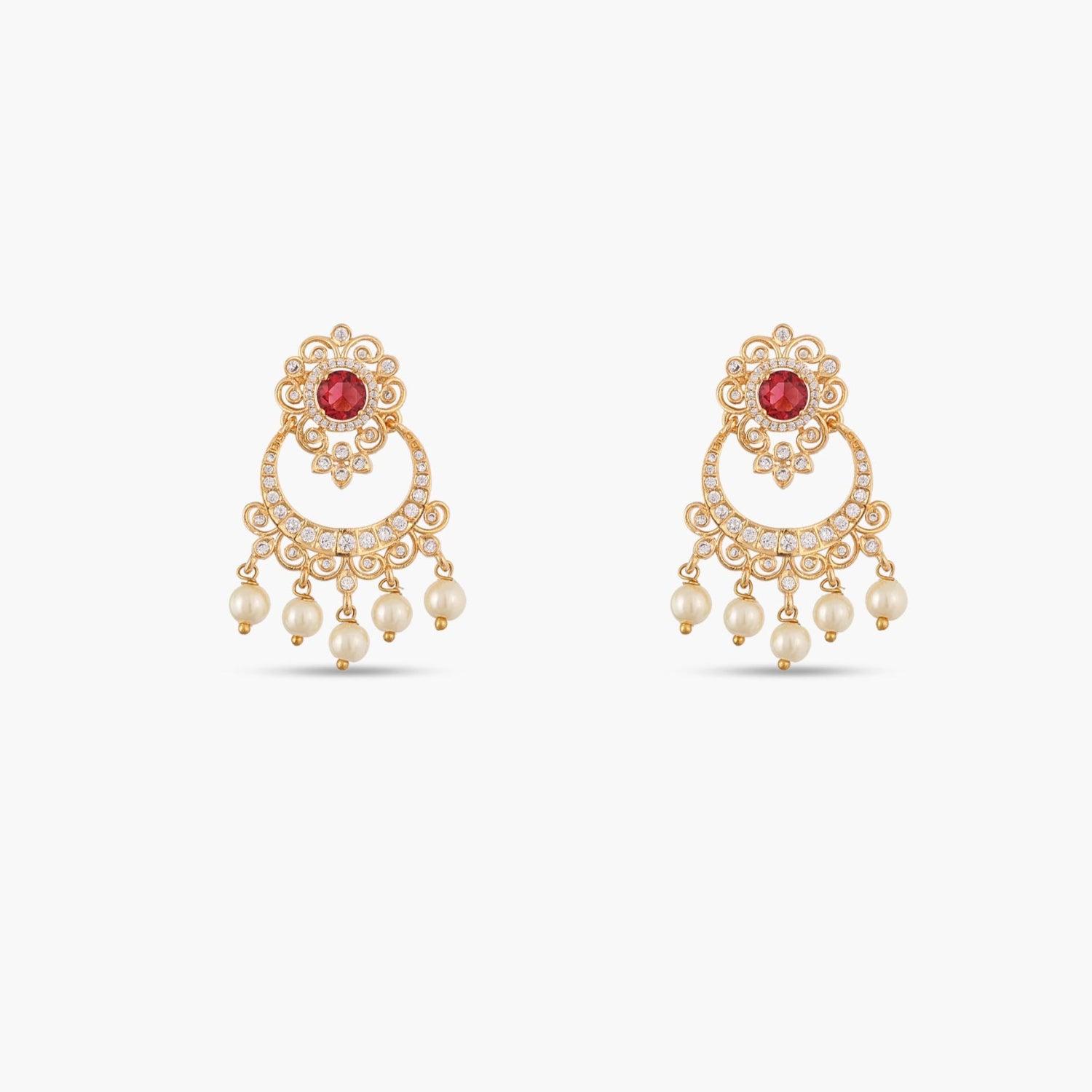 Sharvani Nakshatra CZ Chandbali Earrings