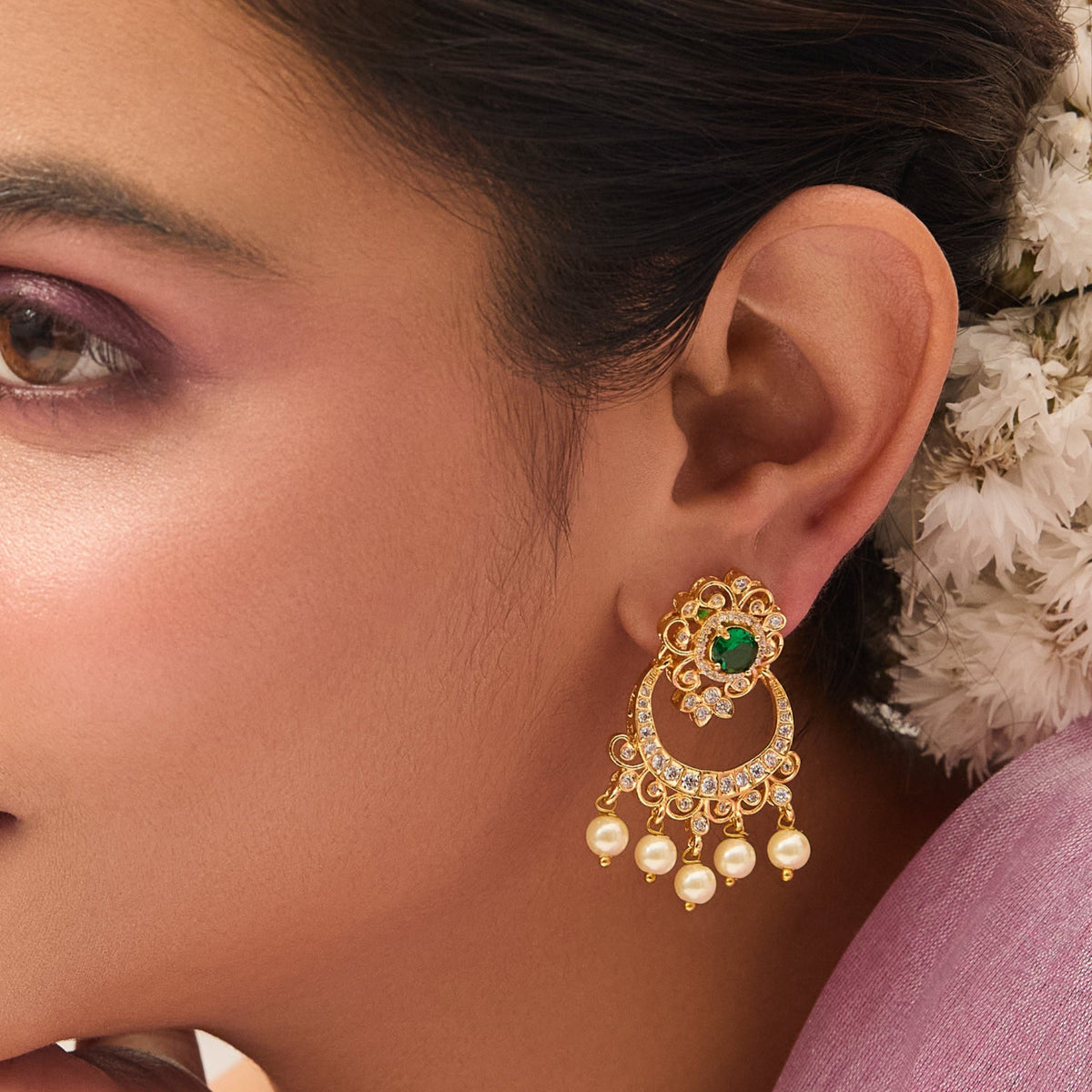 Avani Nakshatra CZ Chandbali Earrings