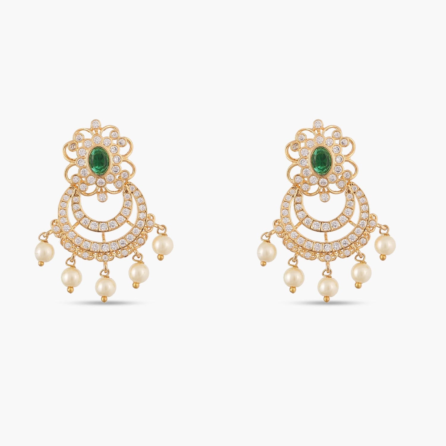 Sanvika Nakshatra CZ Chandbali Earrings