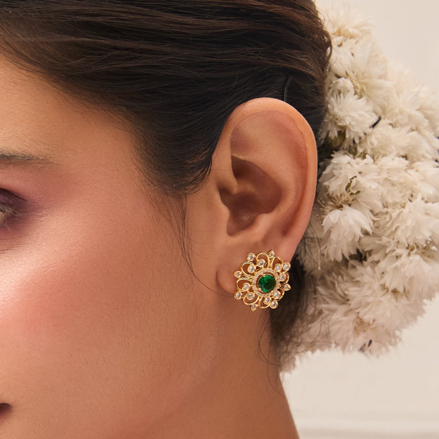 Flora Nakshatra CZ Stud Earrings