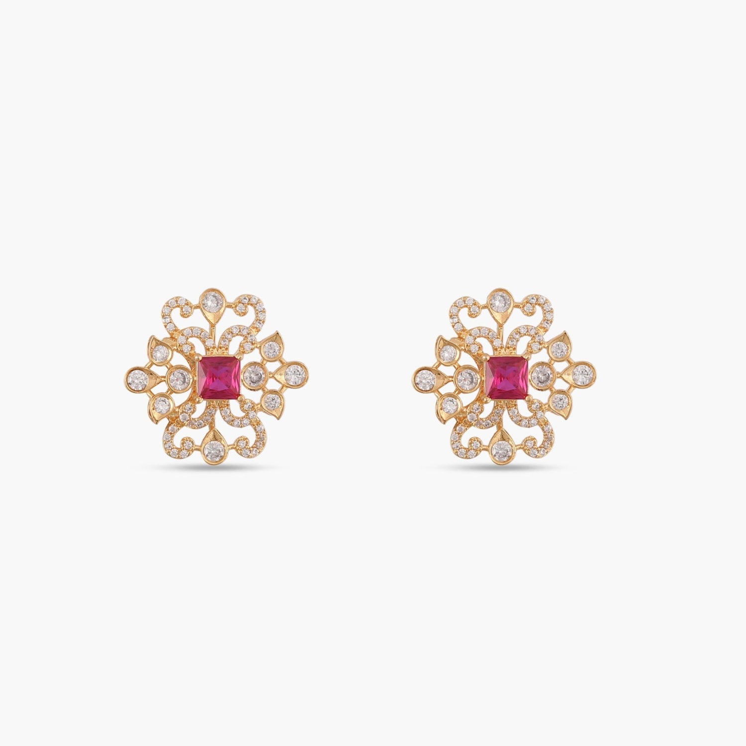 Ornate Nakshatra CZ Stud Earrings