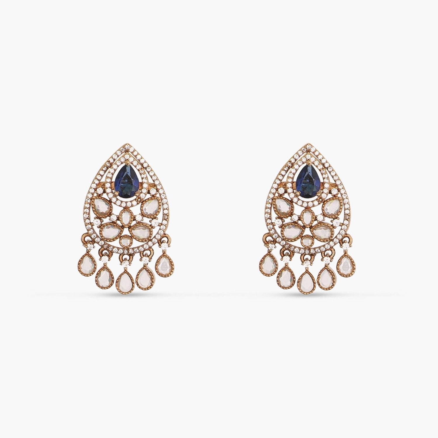 Delara Nakshtra CZ Blue Stud Earrings