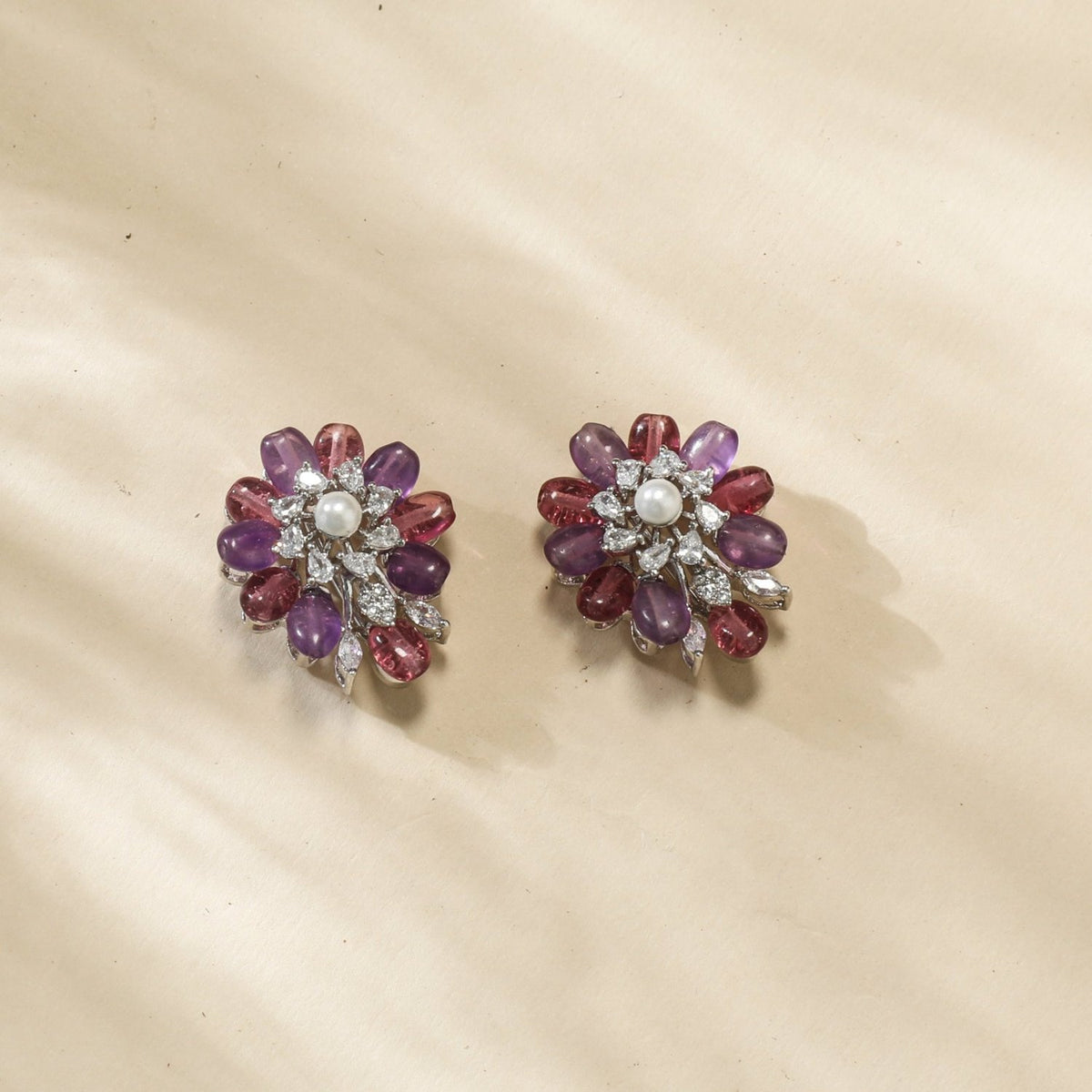 Jasmine CZ Lavender Stud Earrings