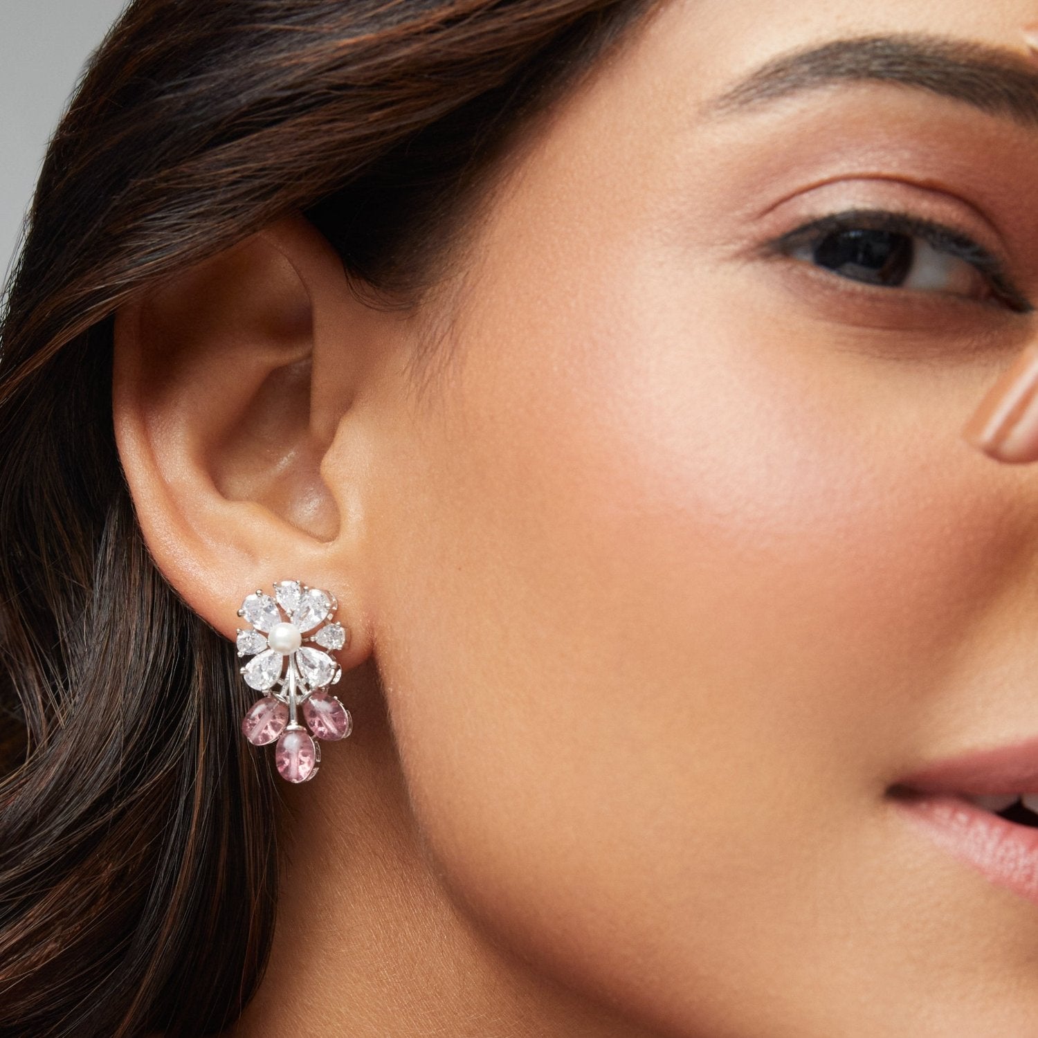 Shayara Nakshatra CZ Pink Stud Earrings