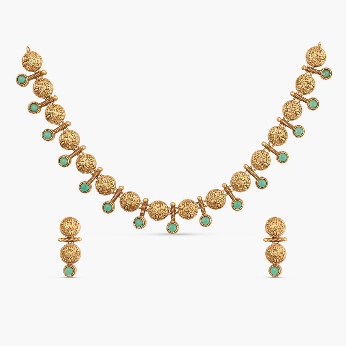 Samara Antique Green kempu Necklace Set