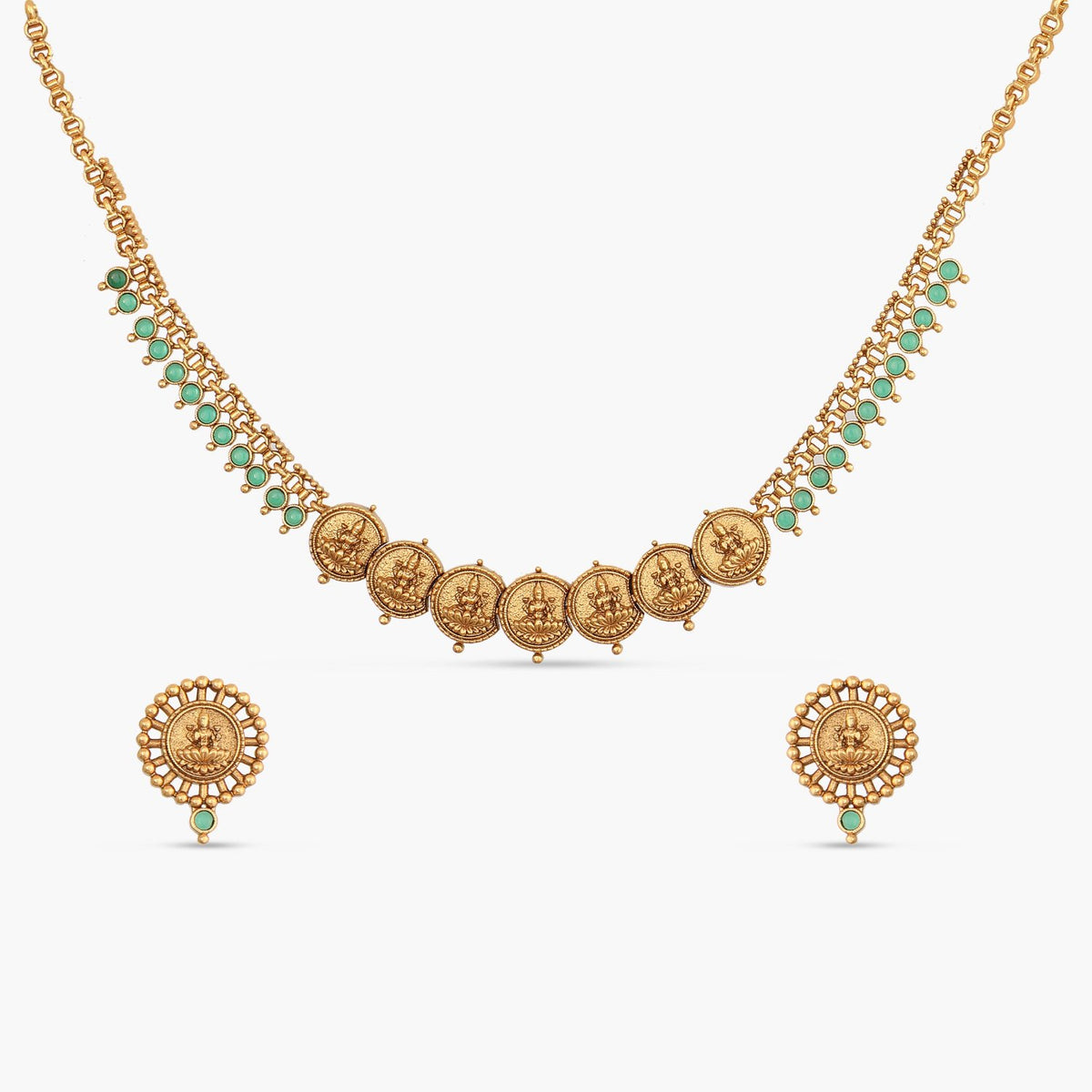 Arya Heritage Green Kempu Necklace Set