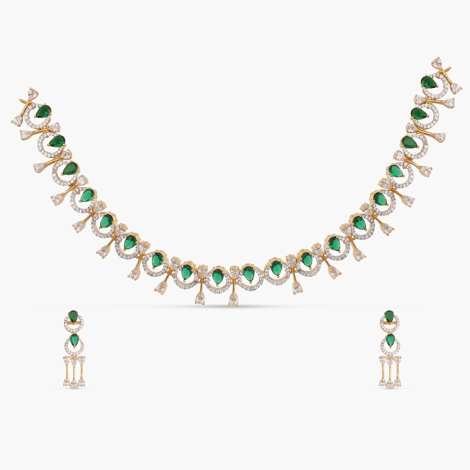 Amara Green CZ Necklace Set