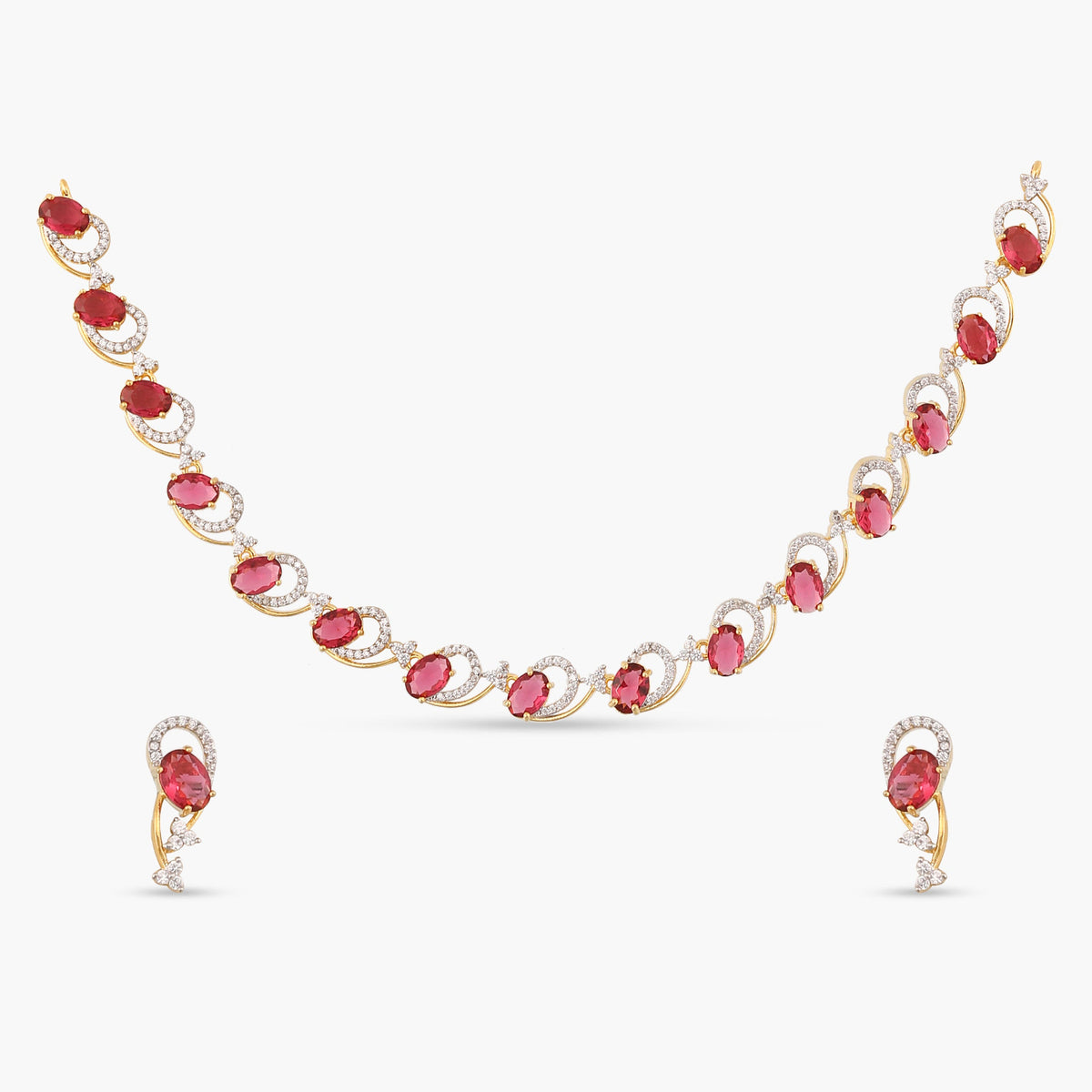 Ariyahi CZ Red Necklace Set