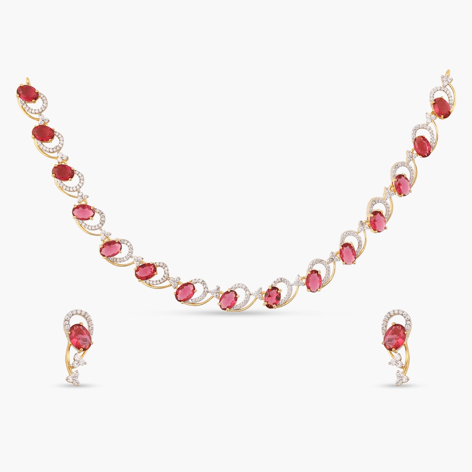 Ariyahi CZ Red Necklace Set