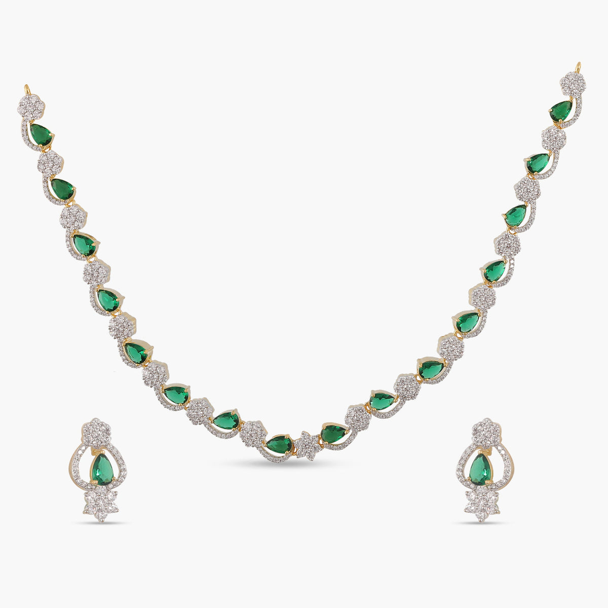 Mira Nakshtra CZ Green Necklace Set