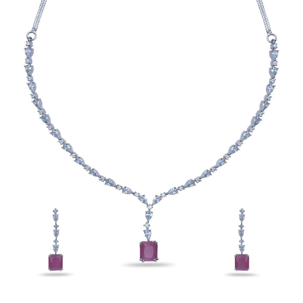 Violetta CZ Pink Necklace Set