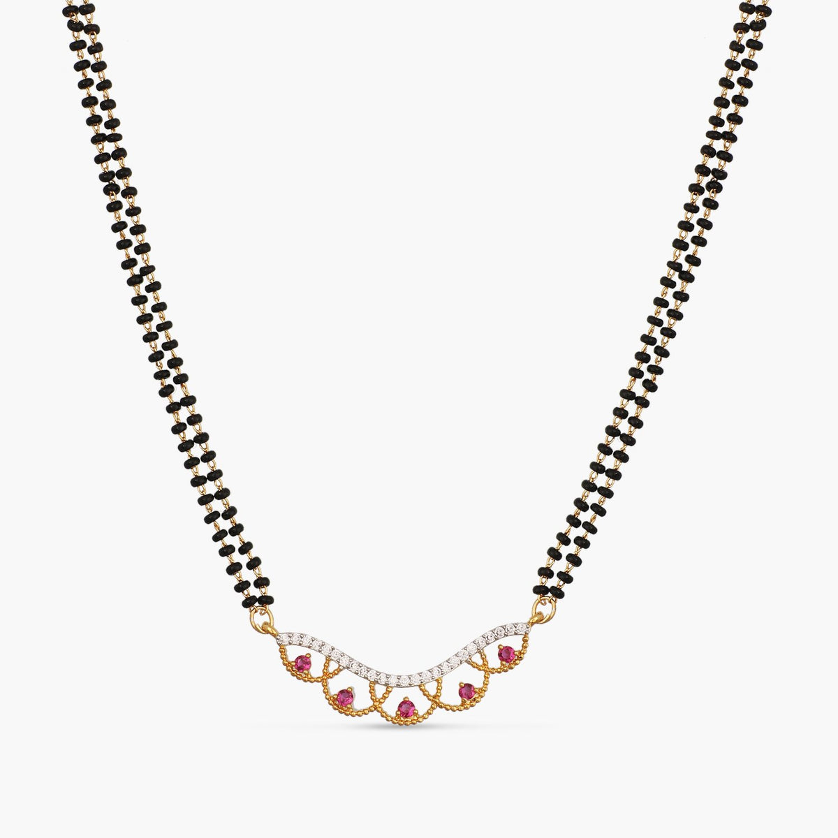 Vivana CZ White Red Black Beads Necklace