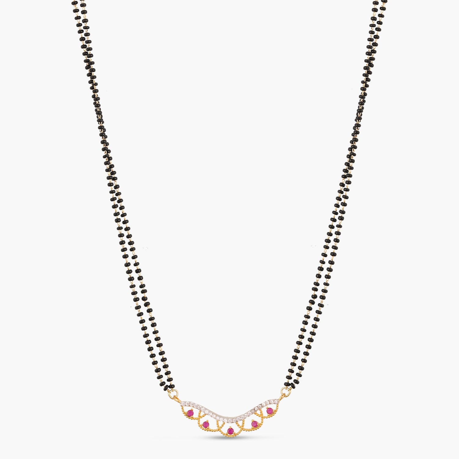 Vivana CZ White Red Black Beads Necklace