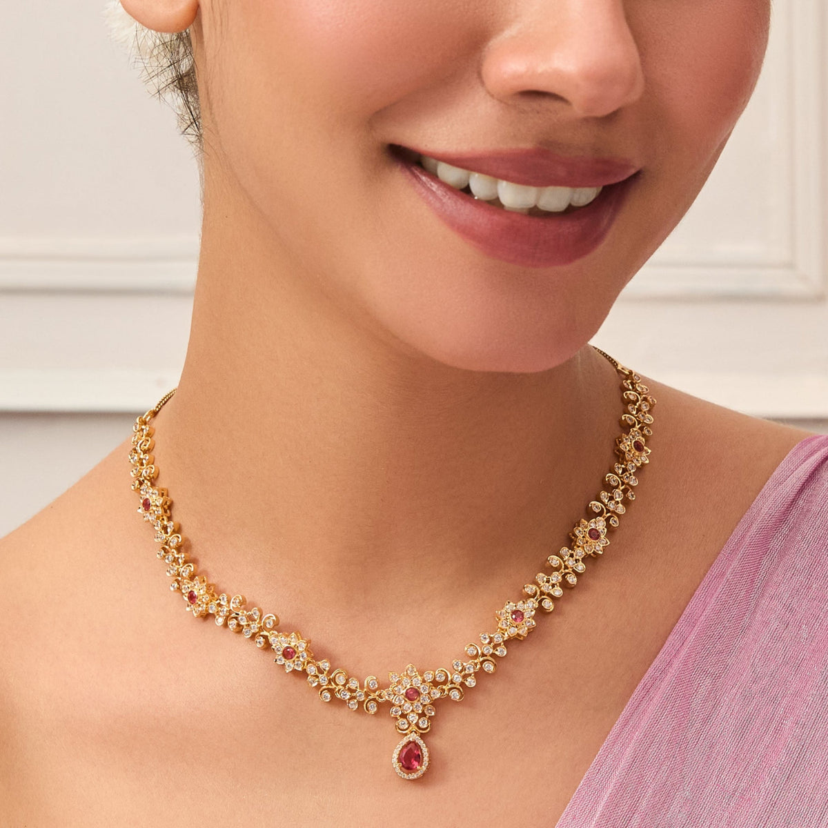 Scarlet Nakshatra CZ Necklace 