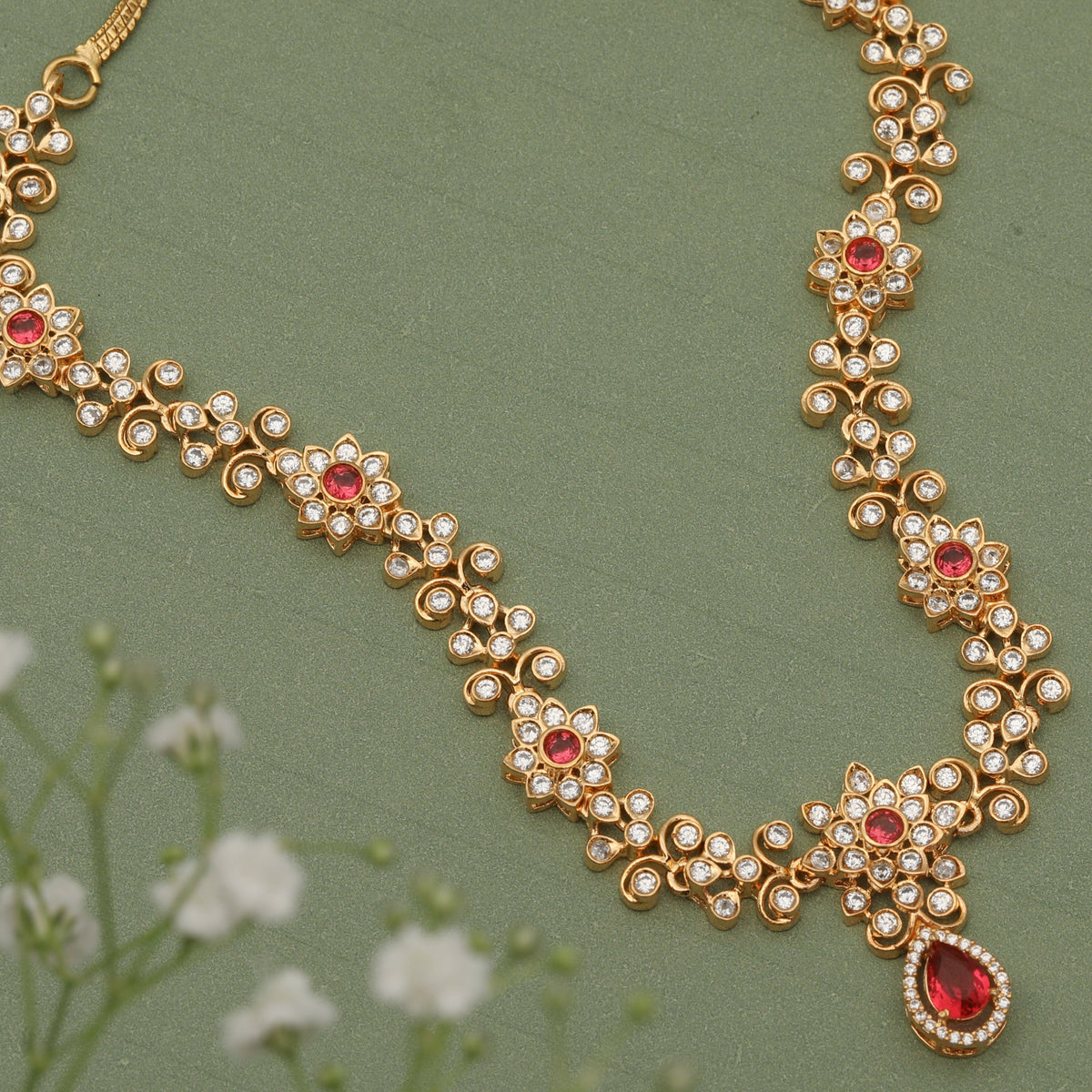 Scarlet Nakshatra CZ Necklace 