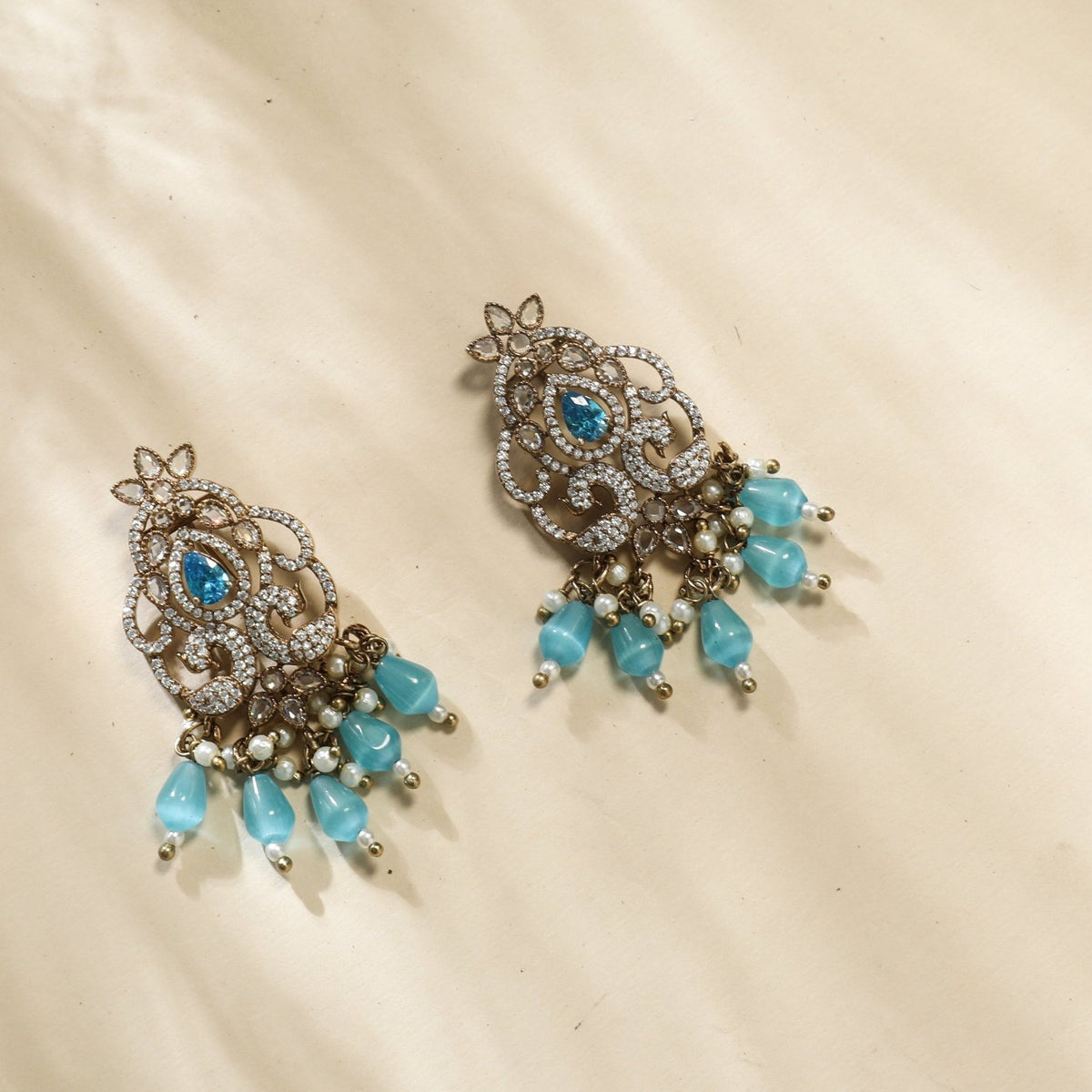 Zarina CZ Aqua Drop Earrings