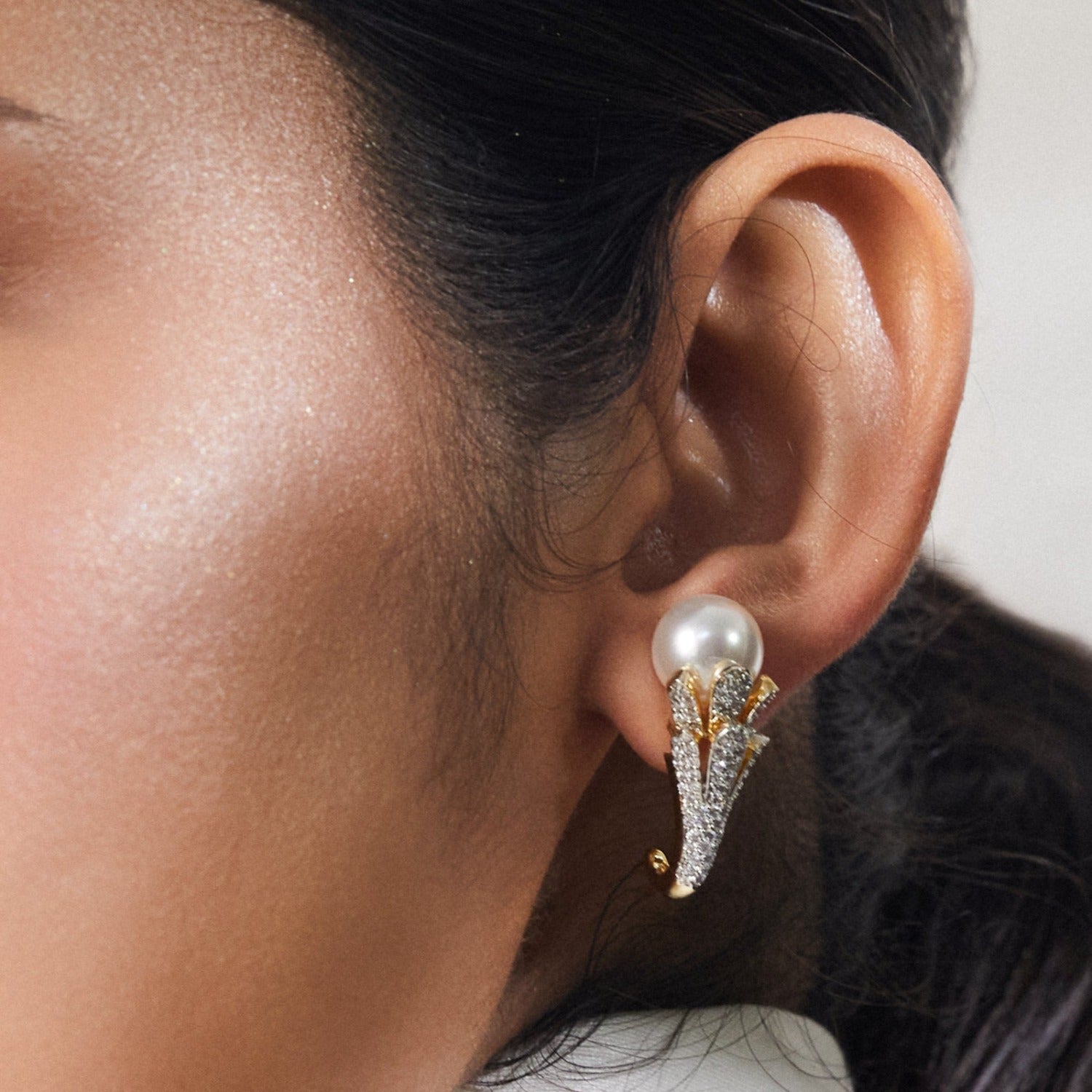 Delicate Pearl Drop Earrings , Pure Silver and Pearl Jewelry, White Gold  Earrings, Modern Indian Chandbali, Indo Western Wear Earrings - Etsy